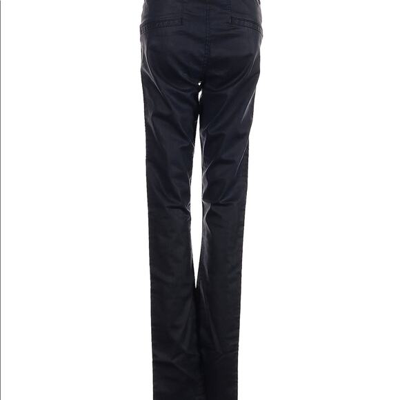 Helmut Lang Wax Coated Pull On Pants Leggings Navy Mid Rise - Sz 26 - Picture 2 of 9
